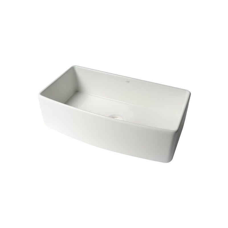 ALFI brand ALFI Brand White Smooth Curved Apron 36 x 20 Single Bowl Fireclay Farm Sink