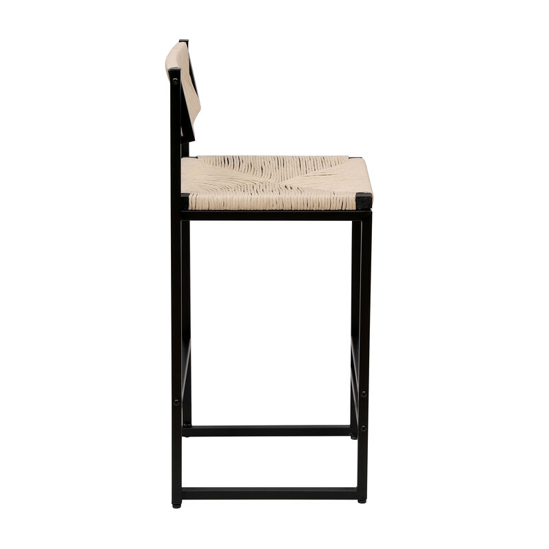 Streamdale Creamy White Paper Rope Bar Stools Set of 2