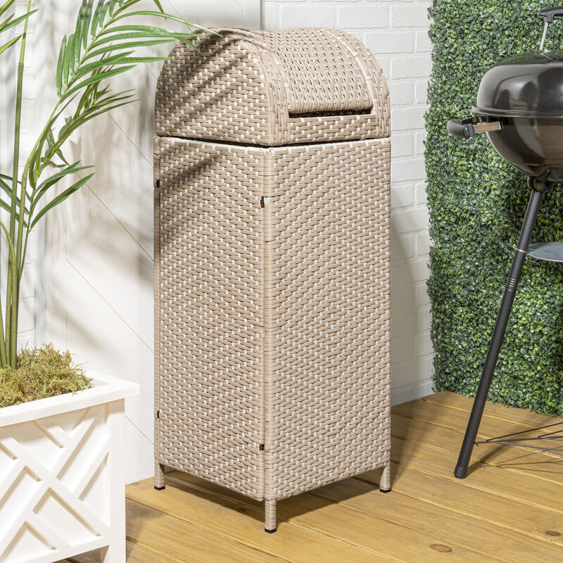 Ellison All-Weather Wicker/Metal Swing Top Hideaway Outdoor Trash Can