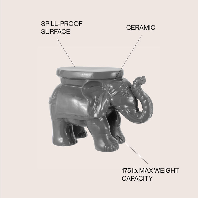 White Elephant Ceramic Garden Stool