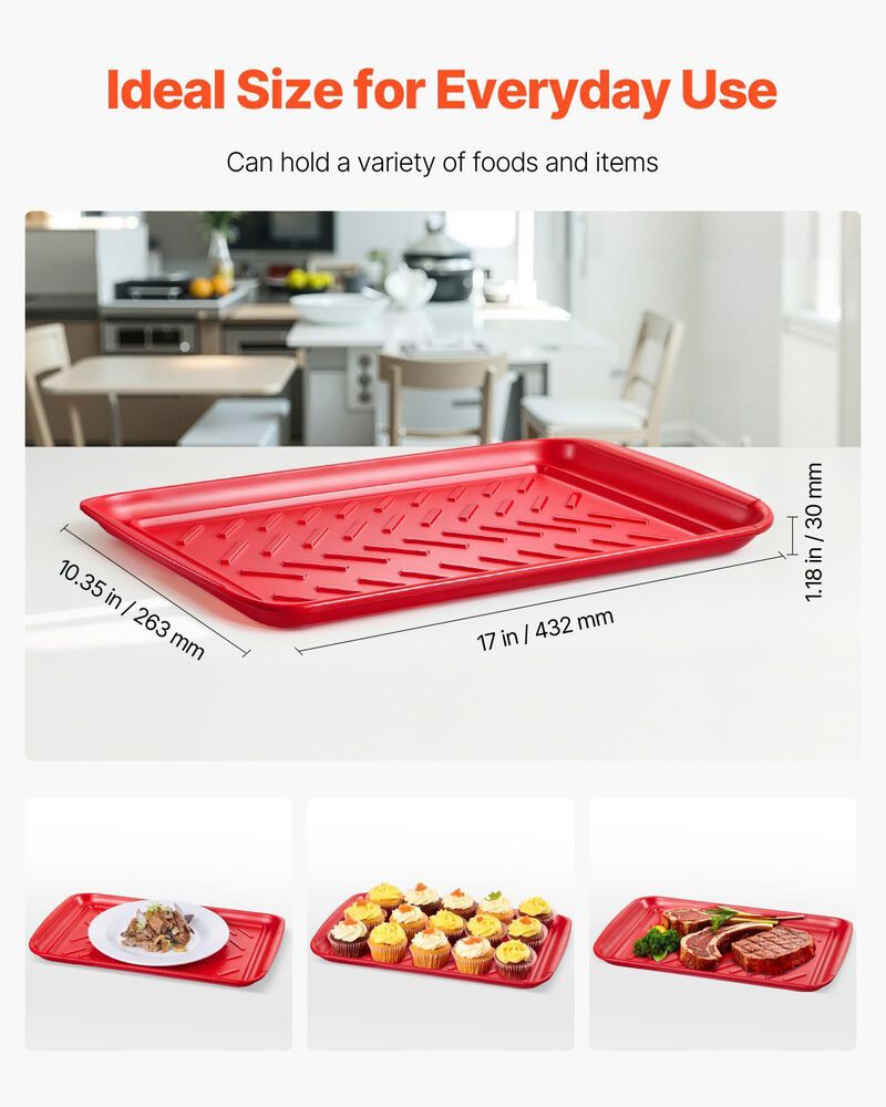2-Pack Plastic Serving Trays with Handles, Anti-Slip Prep and Serve Trays for BBQ & Kitchen image number 2