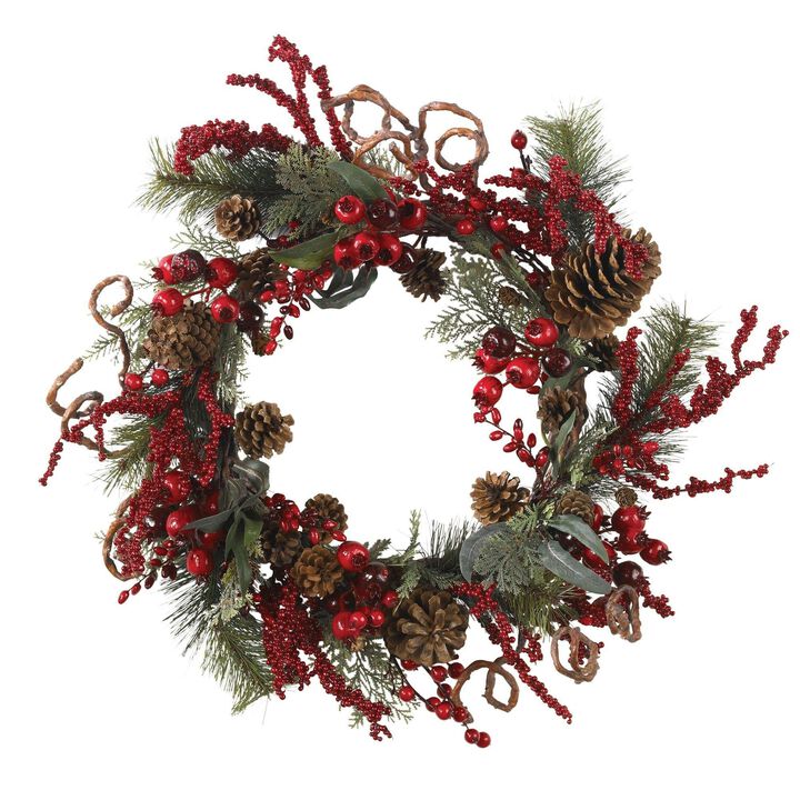Nearly Natural 24-in Assorted Berry Wreath