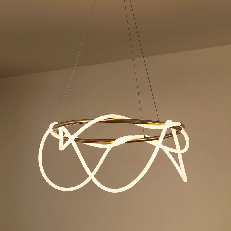 Lisette Contemporary Minimalist 360 Adjustable Silicone Neon Rope Dimmable Integrated LED Chandelier