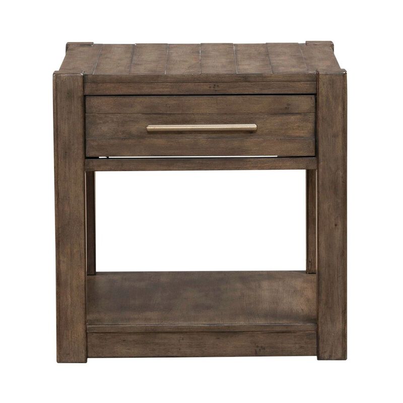 Liberty Furniture Broadmore Living Room Drawer End Table - Cobblestone Brown image number 2
