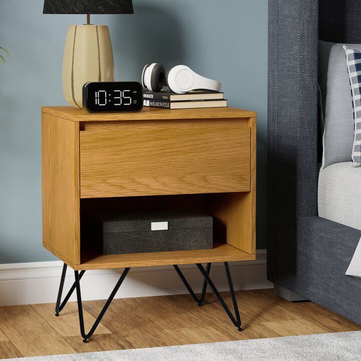 Hunter  20 inch Wide Industrial Nightstand in Oak