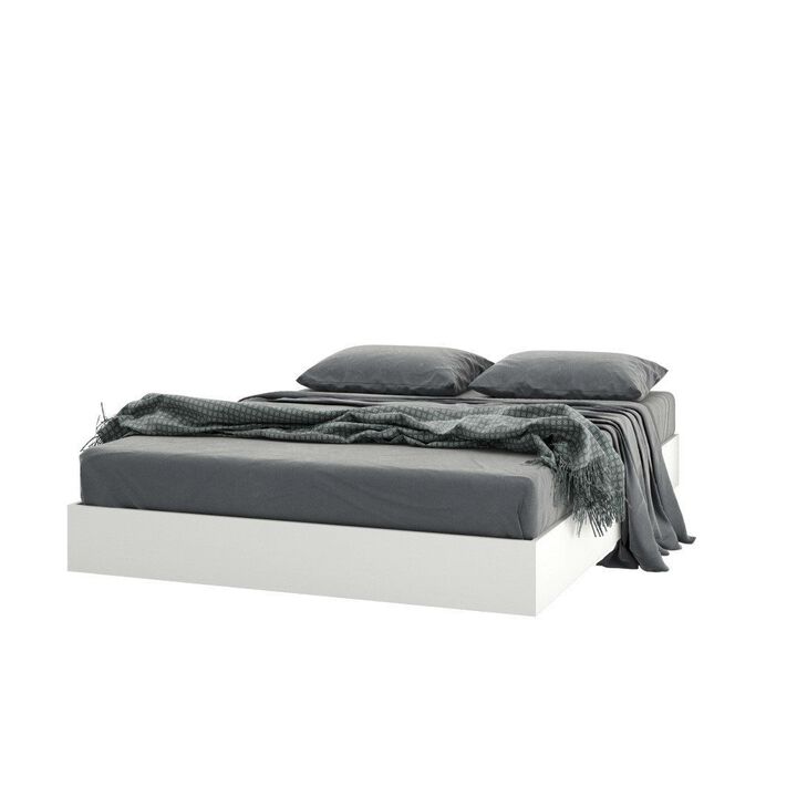 Hivvago Full Size Modern Floating Style White Platform Bed Frame
