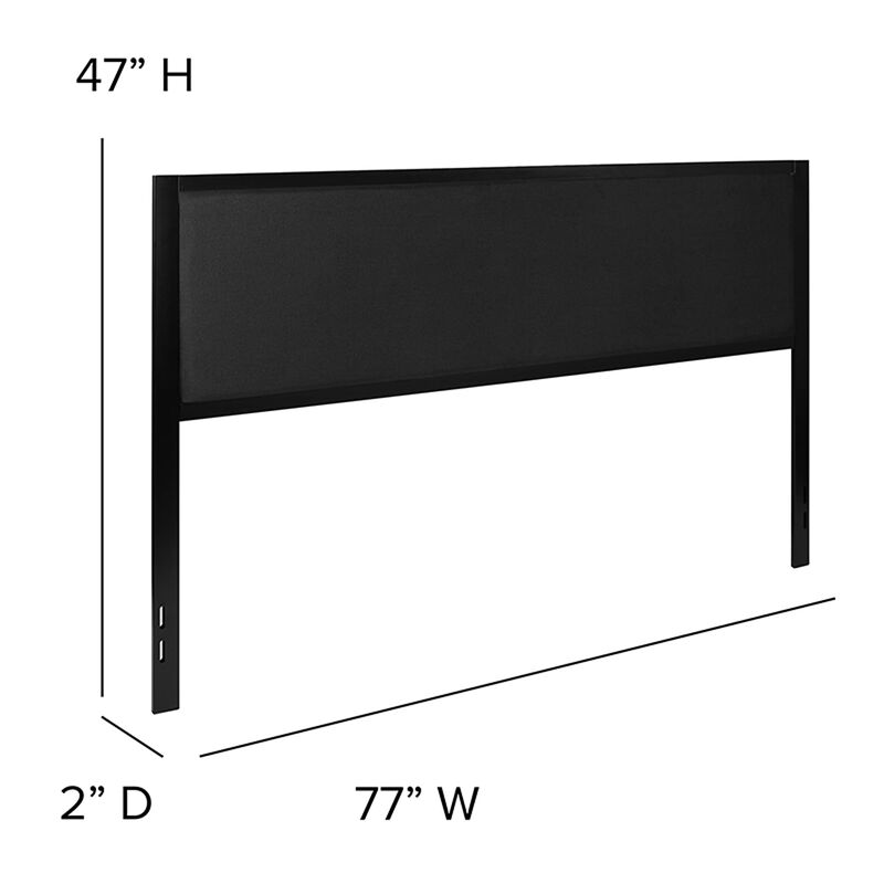 Flash Furniture Melbourne Metal Upholstered King Size Headboard in Black Fabric