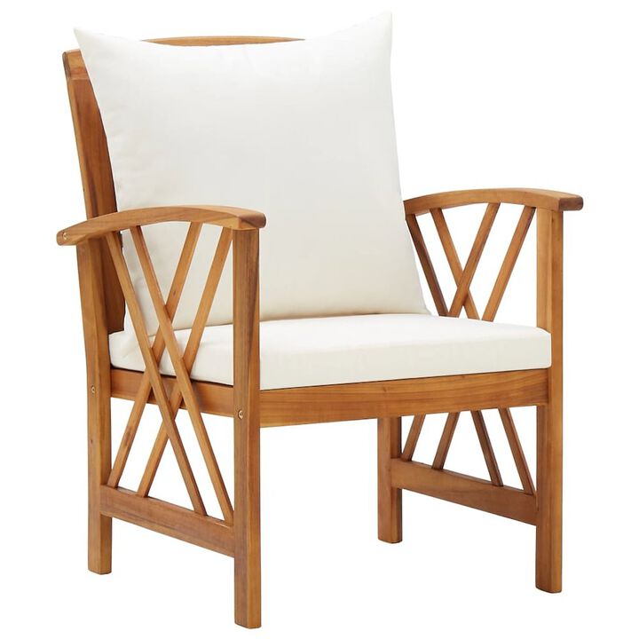 Garden Chair Set of 2 Cream White, Brown