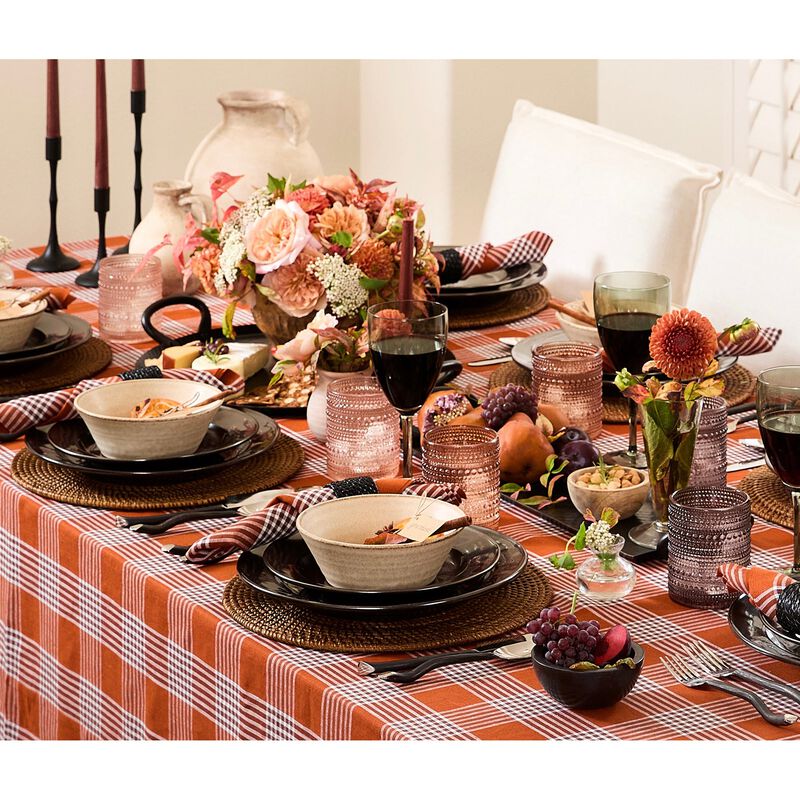 Solino Home Glen Check 100% Linen Table Throw &ndash; Handcrafted, Machine Washable, Perfect for Holiday and Everyday Dining