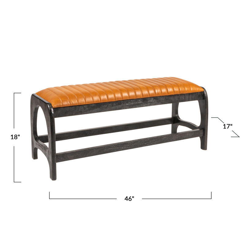Mango Wood Arch Bench with Boucle Seat image number 2