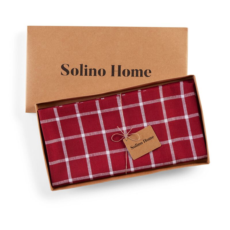 Solino Home Windowpane 100% Linen Table Throw &ndash; Handcrafted, Machine Washable, Perfect for Holiday and Everyday Dining