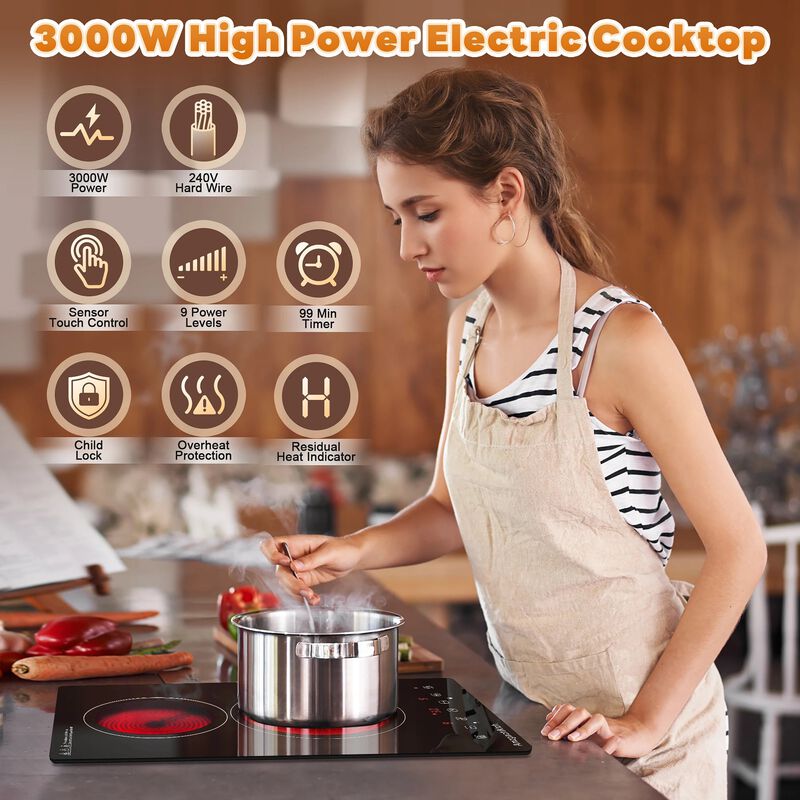 Electric Cooktop 12 inches 2-Burner Built-In image number 3