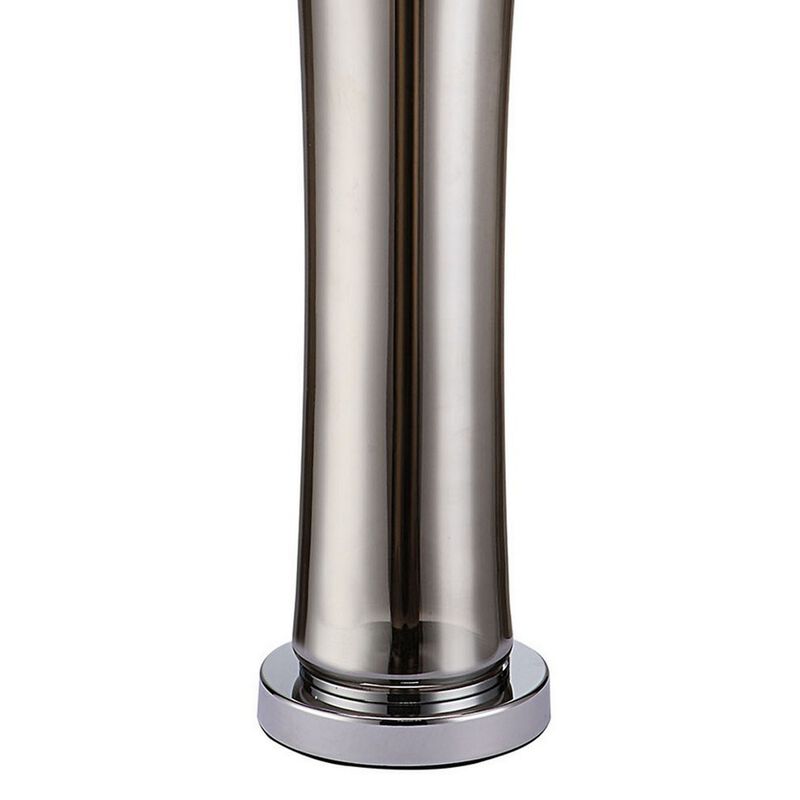 29 Inch Table Lamp, Empire Shade, Set of 2, Glass, Clear Smoke Gray-Benzara