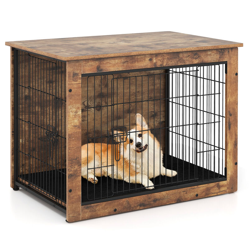 Dog Crate Furniture with Cushion & Double Doors &ndash; Stylish Kennel for Small/Medium Dogs image number 0