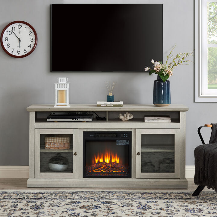 Streamdale Modern TV Stand with Fireplace Insert, Stone Gray, 60" W