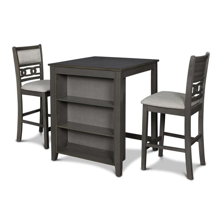 New Classic Furniture Furniture Gia Solid Wood Counter Table 2 Chairs in Gray