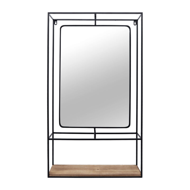 Metal/Wood Wall Shelf w/Mirror image number 1