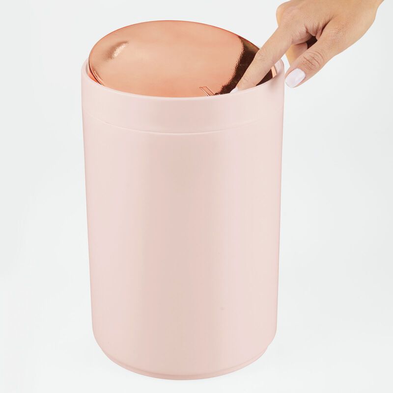 mDesign Toilet Bowl Brush and Wastebasket Combo - Set of 2 - Light Pink/Rose image number 4