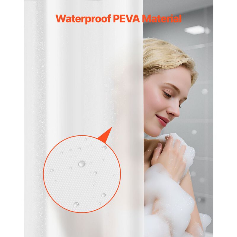 White Set of 2 Heavy Duty PEVA Shower Liner 72 Inch with 3 Magnets image number 7
