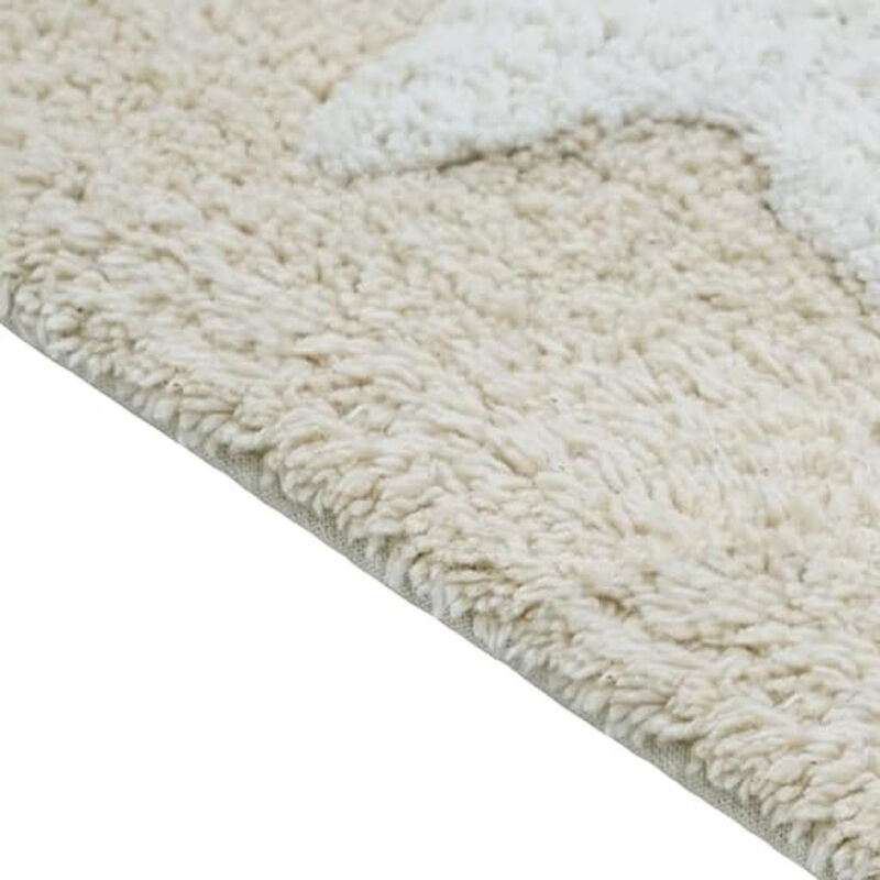 HomeRoots 32" White And Beige Cotton Clouds and Stars Youthful Bath Rug image number 4