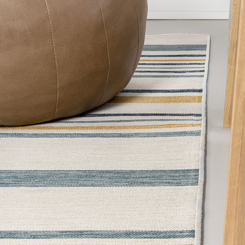 Janus Classic Coastal Ticking Stripe Reversible Machine-Washable Indoor/Outdoor Area Rug