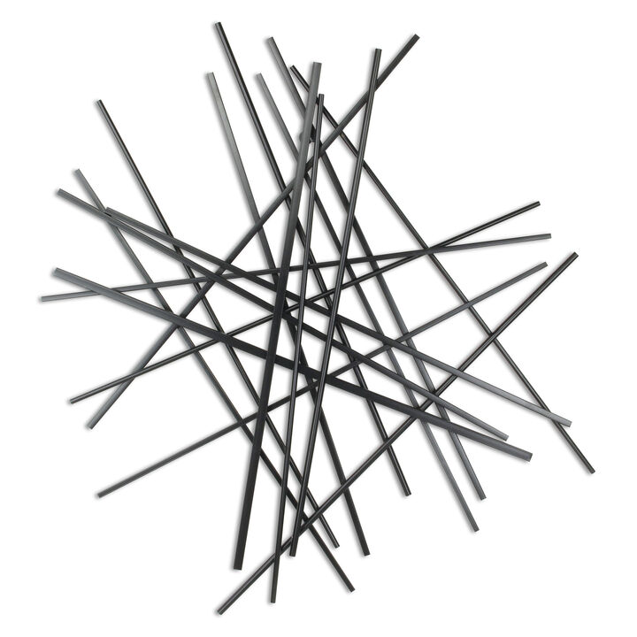HomeRoots 35" X 34" Black Metal Abstract Hanging Dimensional Sculpture