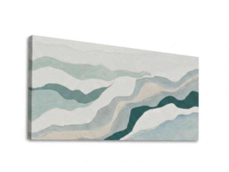 Neutral Abstract Wall Art Geometric Canvas Blue Green White Decor Living Room