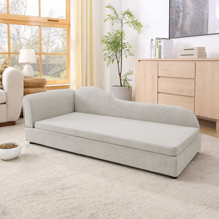 Dog Sofa for Medium Large Dogs, 55" Pet Couch with Irregular Backrest, Single Armrest