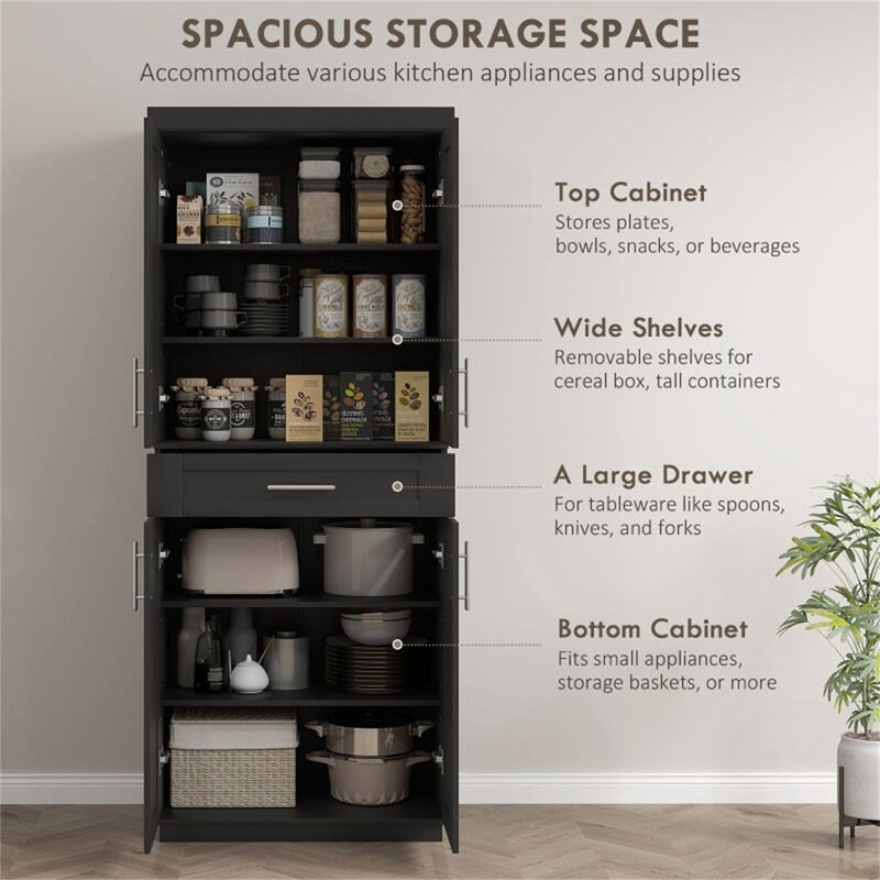 Compact Kitchen Storage Cabinet with Drawers and Doors image number 6