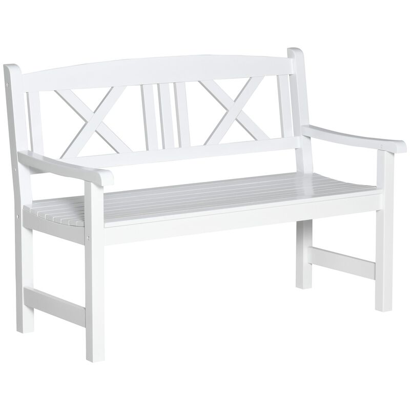 2-Seater Wooden Garden Bench, 4FT Outdoor Patio Loveseat for Yard, Lawn, Porch, White image number 1
