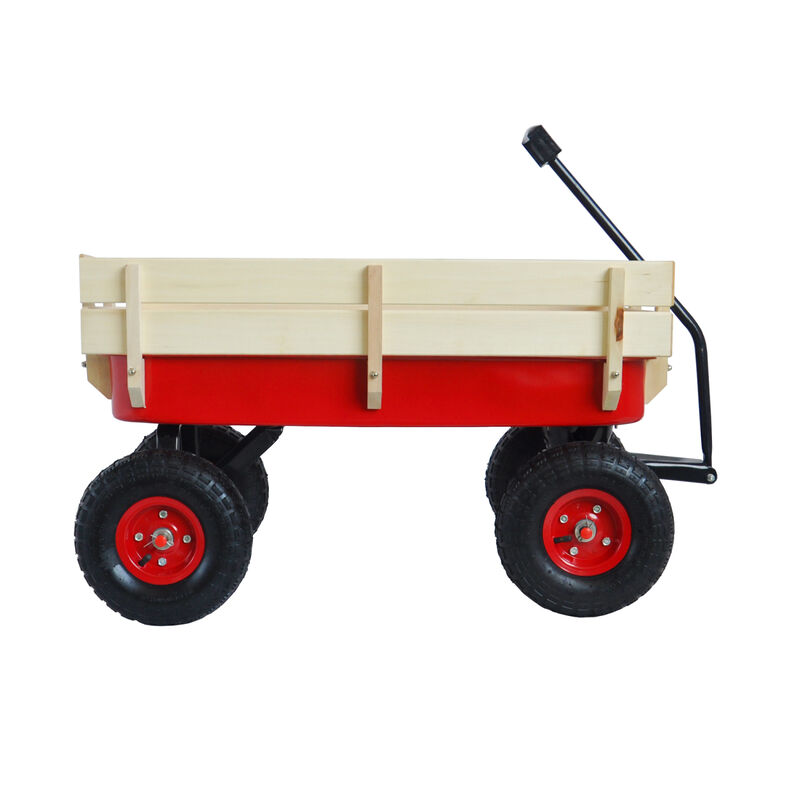 Streamdale Outdoor Sports Wagon w/Wood Panels & Air Tires (Red) image number 3