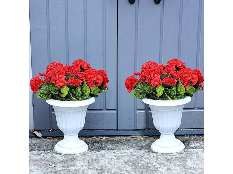 Red Artificial Geranium Flowers UV Resistant Garden Porch Decor image number 1