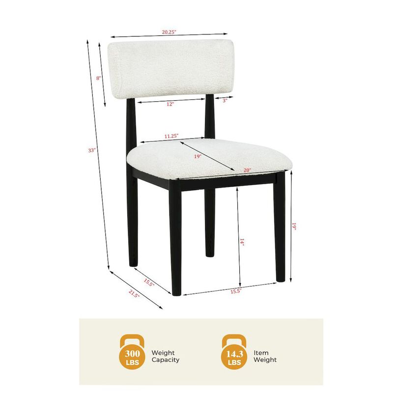 Yvetta Mid Century Modern Dining Chairs, Set of 2, White/Black