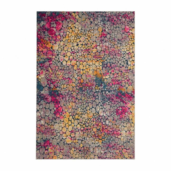 HomeRoots 7' X 10' Yellow And Gray Abstract Area Rug