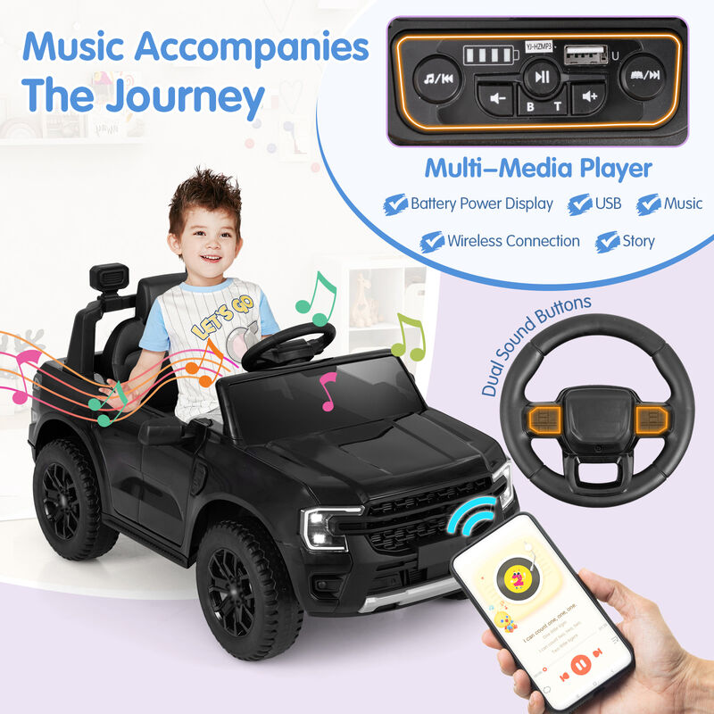 12V Ride On Electric Car for Kids with Music Remote Control and LED Lights image number 5