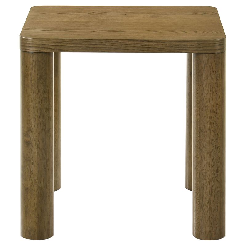 Givy Square Accent Side End Table, Pillar-Style Legs, Brown Oak 22 Inch image number 2