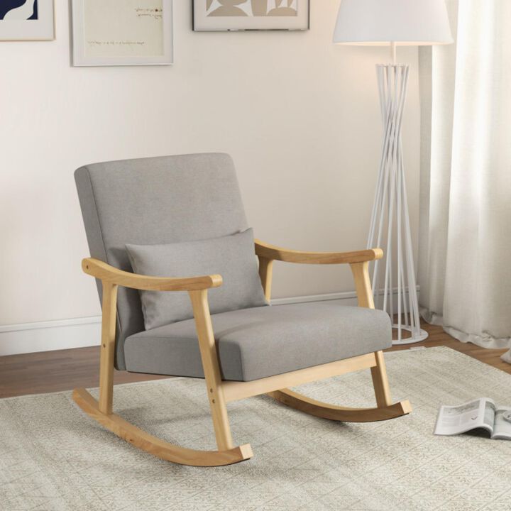 Hivvago Nursery Rocking Accent Chair with Rubber Wood Armrests