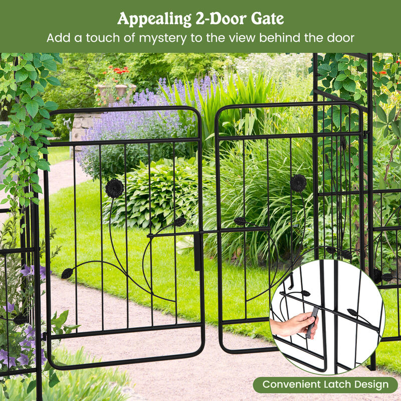 87 Inches Garden Arbor with Lockable Gate Side Planters