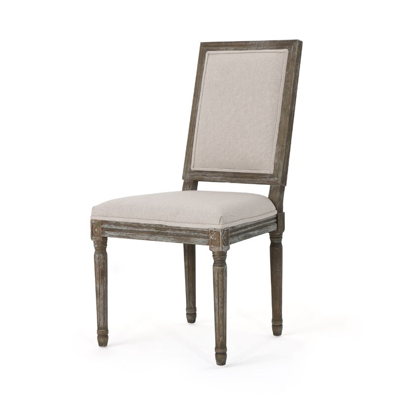 Side Dining Chair Set of 2, Wheat Beige Polyester, Distressed Brown image number 4