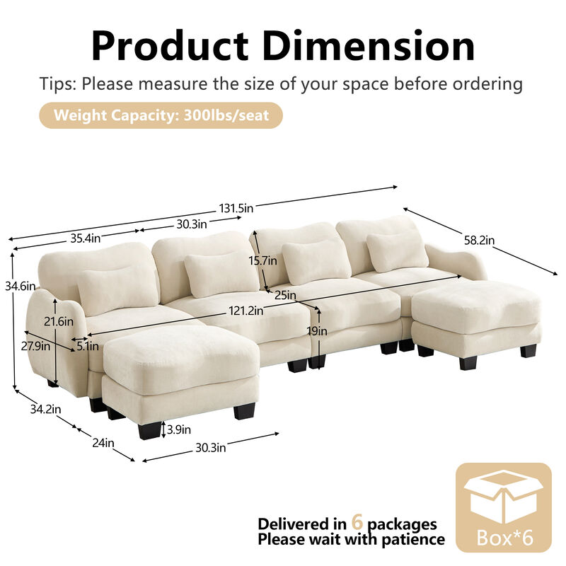 Camtun Curved Design U-Shaped Sectional Sofa image number 7