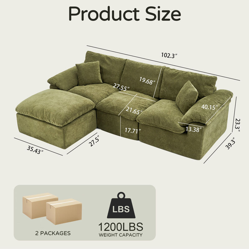 Vubdar L Shape Cloud Couch image number 9