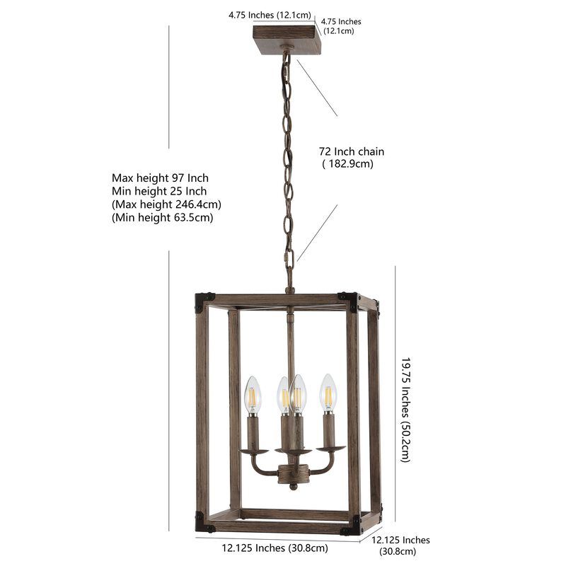 Magnolia 4-Light Adjustable Iron Rustic Farmhouse LED Pendant