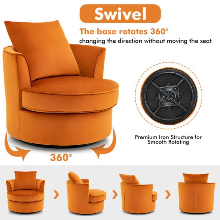Modern 360° Swivel Barrel Chair with No Assembly Needed-Orange