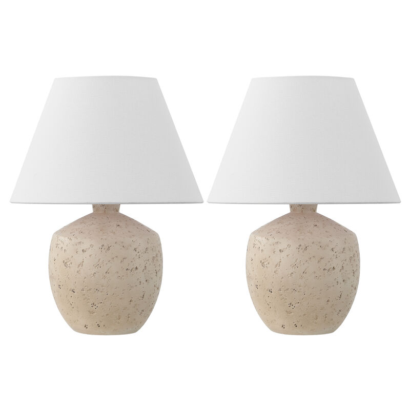 Myron 18" Minimalist Scandinavian Concrete Effect Resin/Iron LED Table Lamp