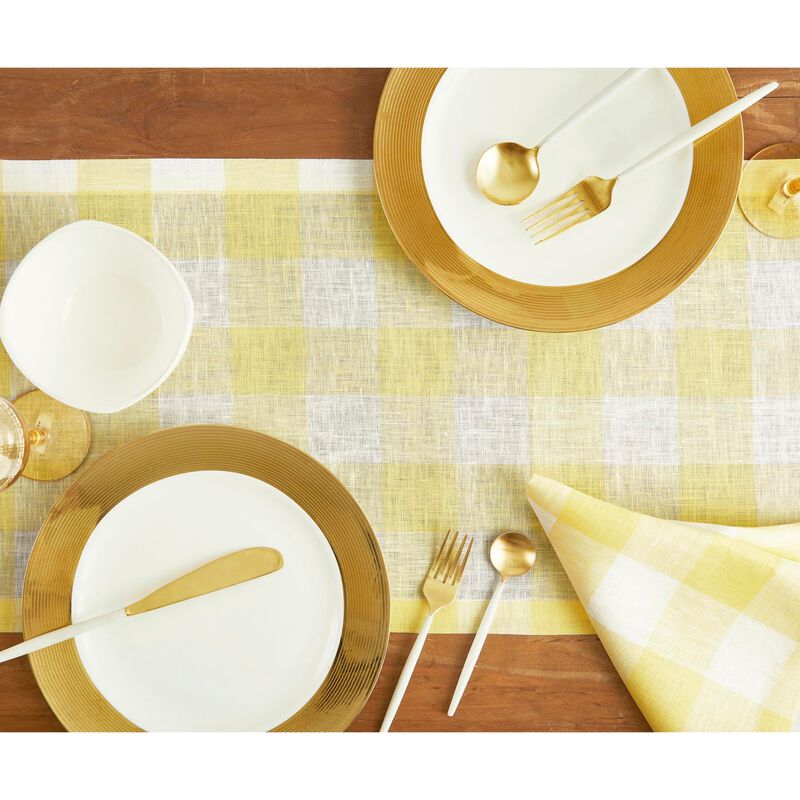 Solino Home 100% Pure Linen Table Runner - Buffalo Check
