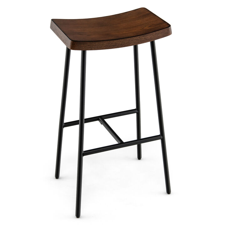 Industrial Saddle Stool with Metal Legs and Adjustable Foot Pads