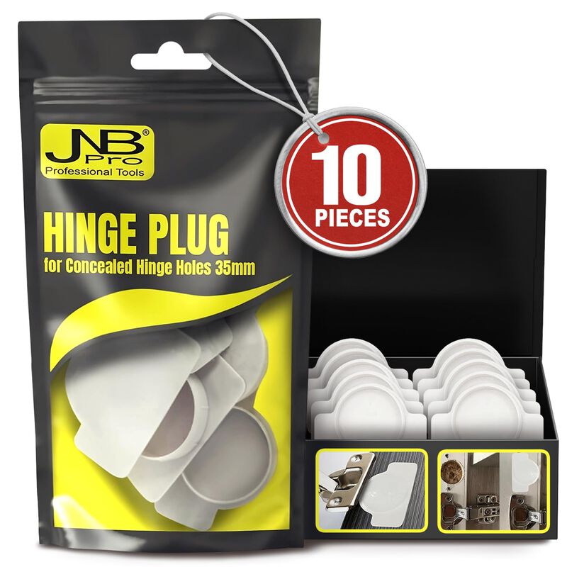 JNB Pro Hinge Plug 10pcs, 35mm - Strong Cover for Wood Holes, Door Cabinet Hole Covers, Conceal,Durable Cabinet Repair Kit for W