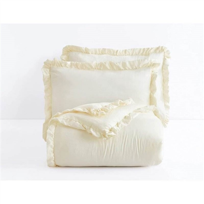 Soft Microfiber Comforter Set 3-Piece with Ruffled Edge Trim for Bedroom Decor