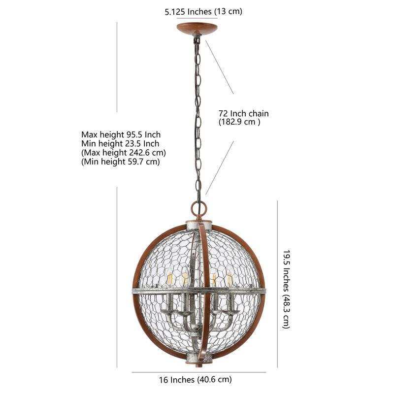 Gaines 4-Light Adjustable Iron Rustic Industrial LED Pendant