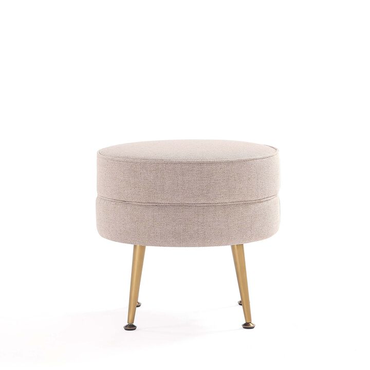 Bailey Cream and Gold Ottoman